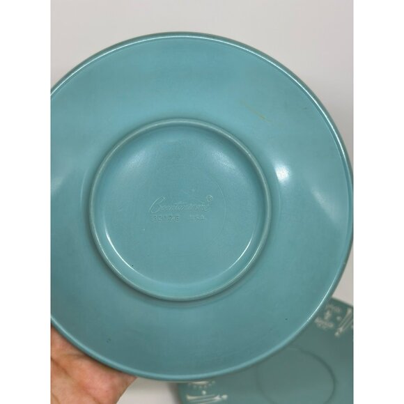 VTG Boontonware Saucer Plates Turquoise White Mid-Century USA Plastic 6" Set 3 - Picture 4 of 5